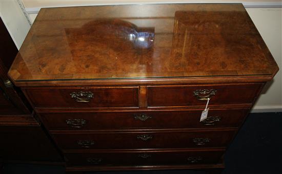 An 18th century walnut chest, W.3ft 3in.